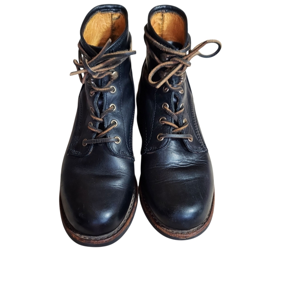 Vintage 70s Frye Women's Black Leather Lace-up Ankle Boots USA Goodyear Welt - Picture 6 of 16